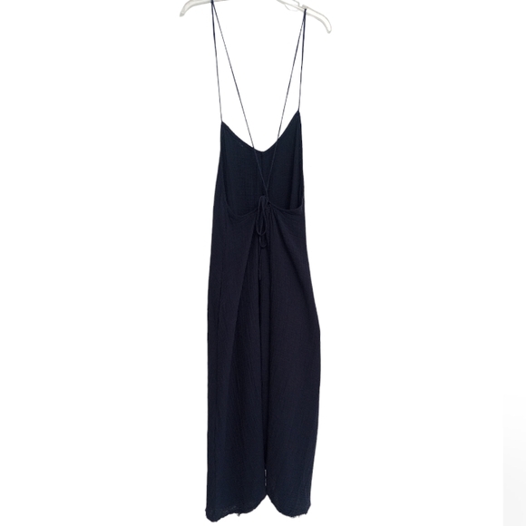 StarkX V-Neck Open Back Cotton Navy Maxi Dress, Medium - Picture 1 of 12